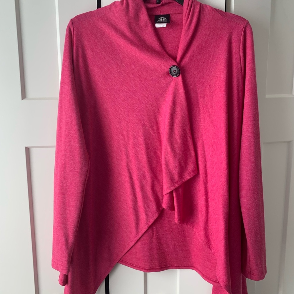 Cozy pink Bobeau one-button cardigan, size S